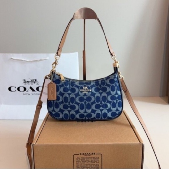 Coach Underarm Bag Denim Blue Light Luxury Niche - Picture 1 of 9